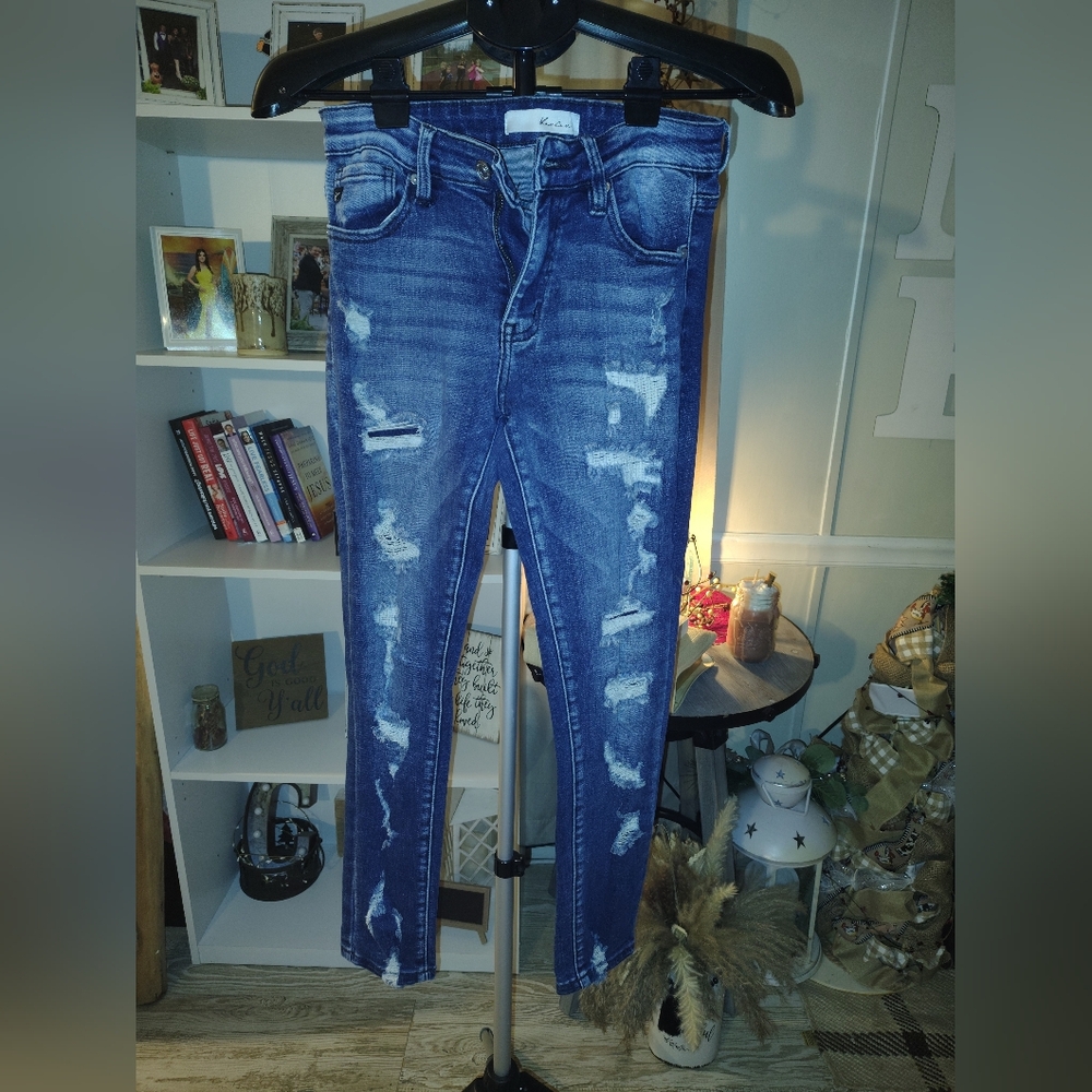 KanCan Ripped Skinny Jeans in Dark Blue